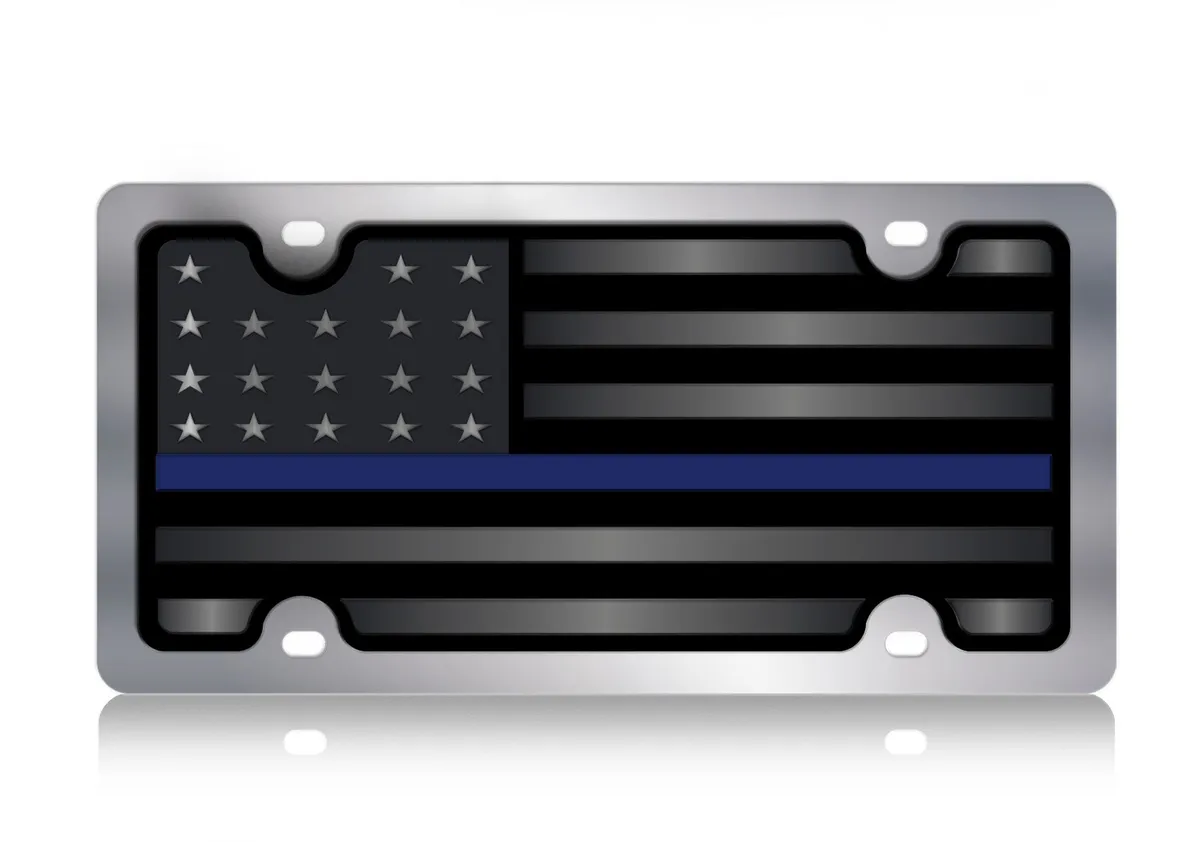 Blacked Out USA Flag w Dark Blue Opaque Stripe ss Plate product image