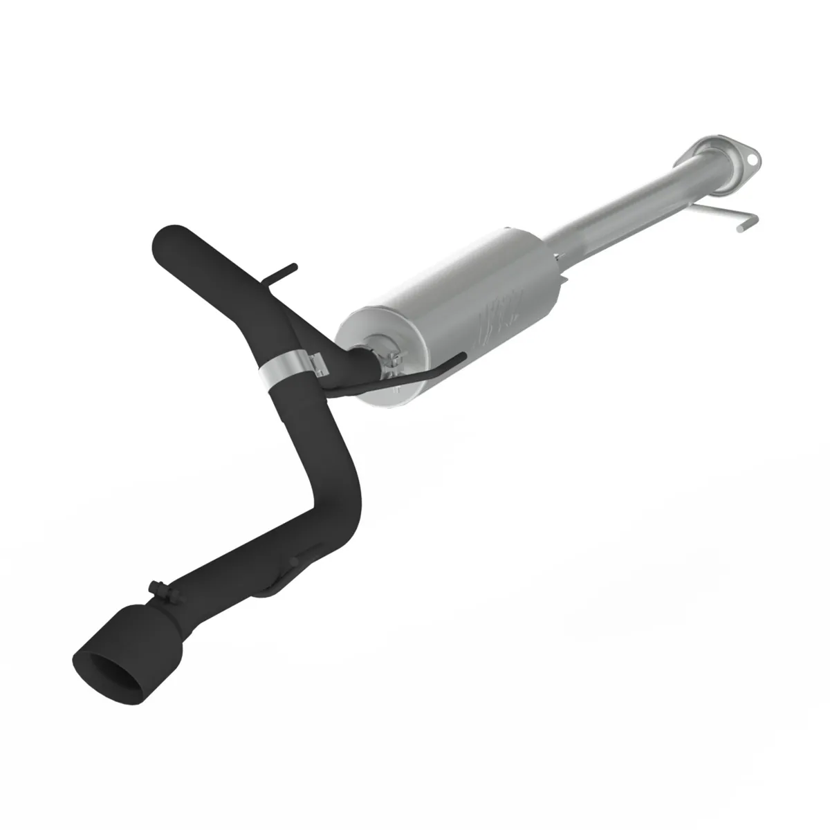 Armor BLK Cat Back Exhaust System; 2.5 in.; Incl. Ext. Pipe/Muffler/Over Axle Pipes/Tailpipe/Hardware/4 in. OD Tip; Single Side Exit; Black Coated; product image