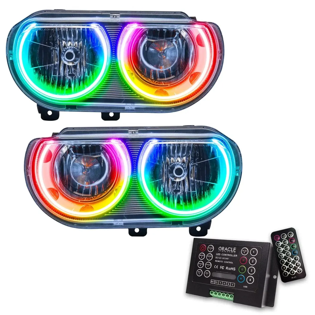ORACLE Lighting 2008-2014 Dodge Challenger Pre-Assembled Halo Headlights - Non HID - Chrome product image