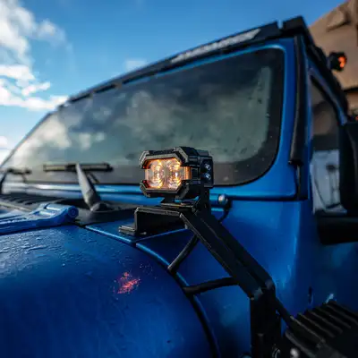 LED Factory Mart Recon 2 3" LED Pods with Amber DRL Spot and Wide Beam