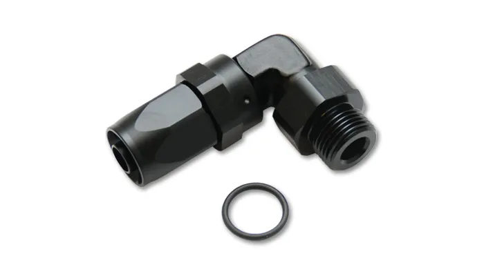 Vibrant Performance Male AN to Male ORB 90 Degree Adapter Fitting; -16AN Hose Size x -12AN Male ORB; 6061 Aluminum; Anodized Black; w/O-Ring;