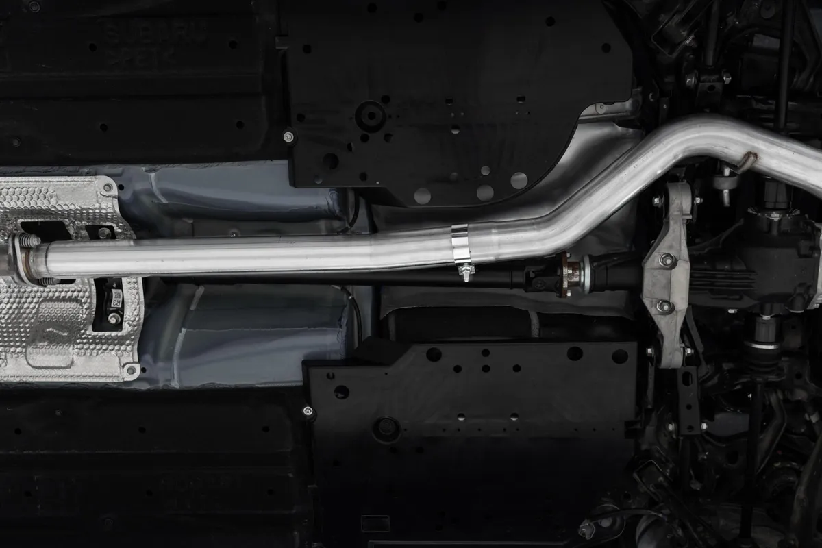 Armor Pro Cat Back Exhaust System; 3 in. Tubing; Single Rear Exit; T304 Stainless Steel; 5.0 in. Carbon Fiber Tip; product image