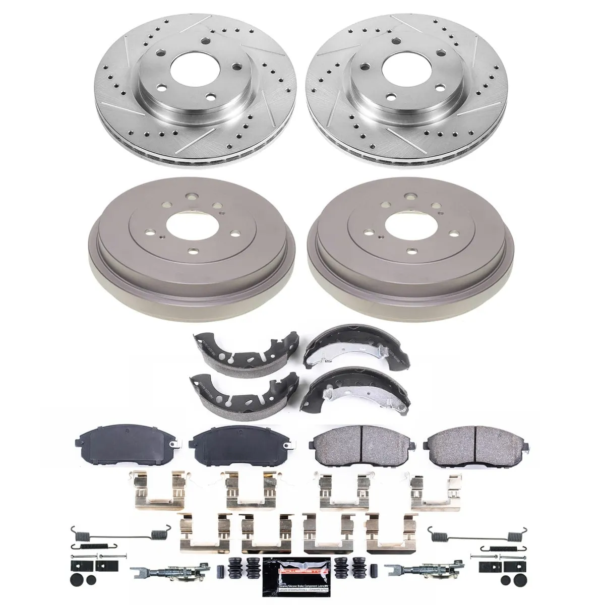Z23 Evolution Sport Upgrade Kit: Drilled/Slotted Rotors; Carbon-Fiber Ceramic Pads W/Hardware; Coated Drums; Shoes W/Hold Down And Adjuster Kit product image