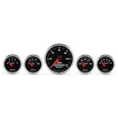 AutoMeter 5 Pc. Gauge Kit, 3-3/8 In. & 2-1/16 In. , Elec. Speedometer, Designer Black II
