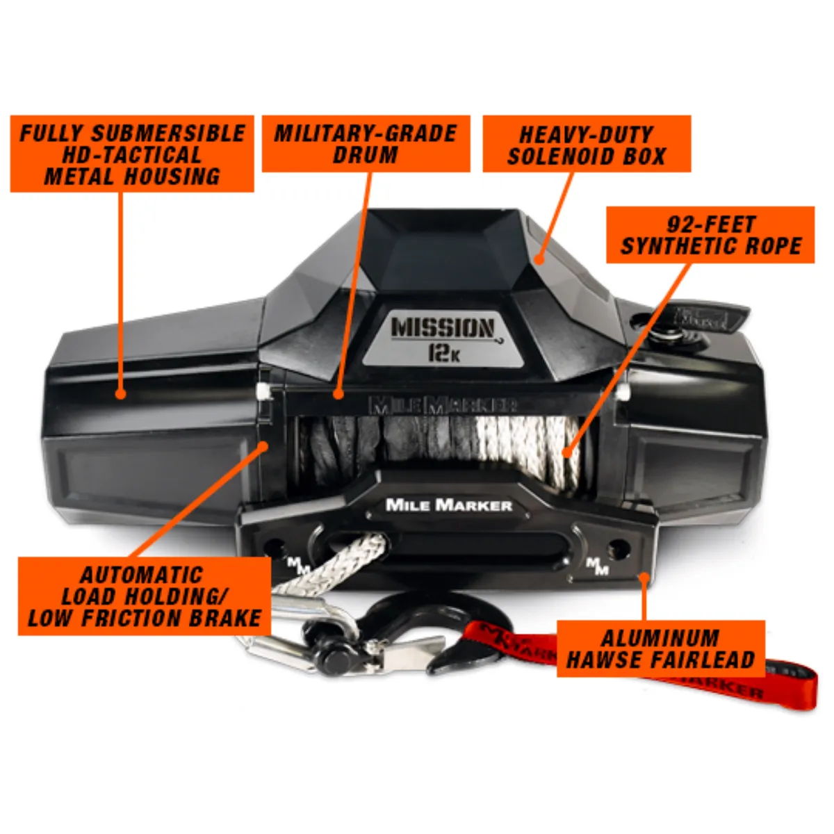 Mission 12K 12,000 lb Recovery Winch with Synthetic Rope Wireless Mile Marker product image