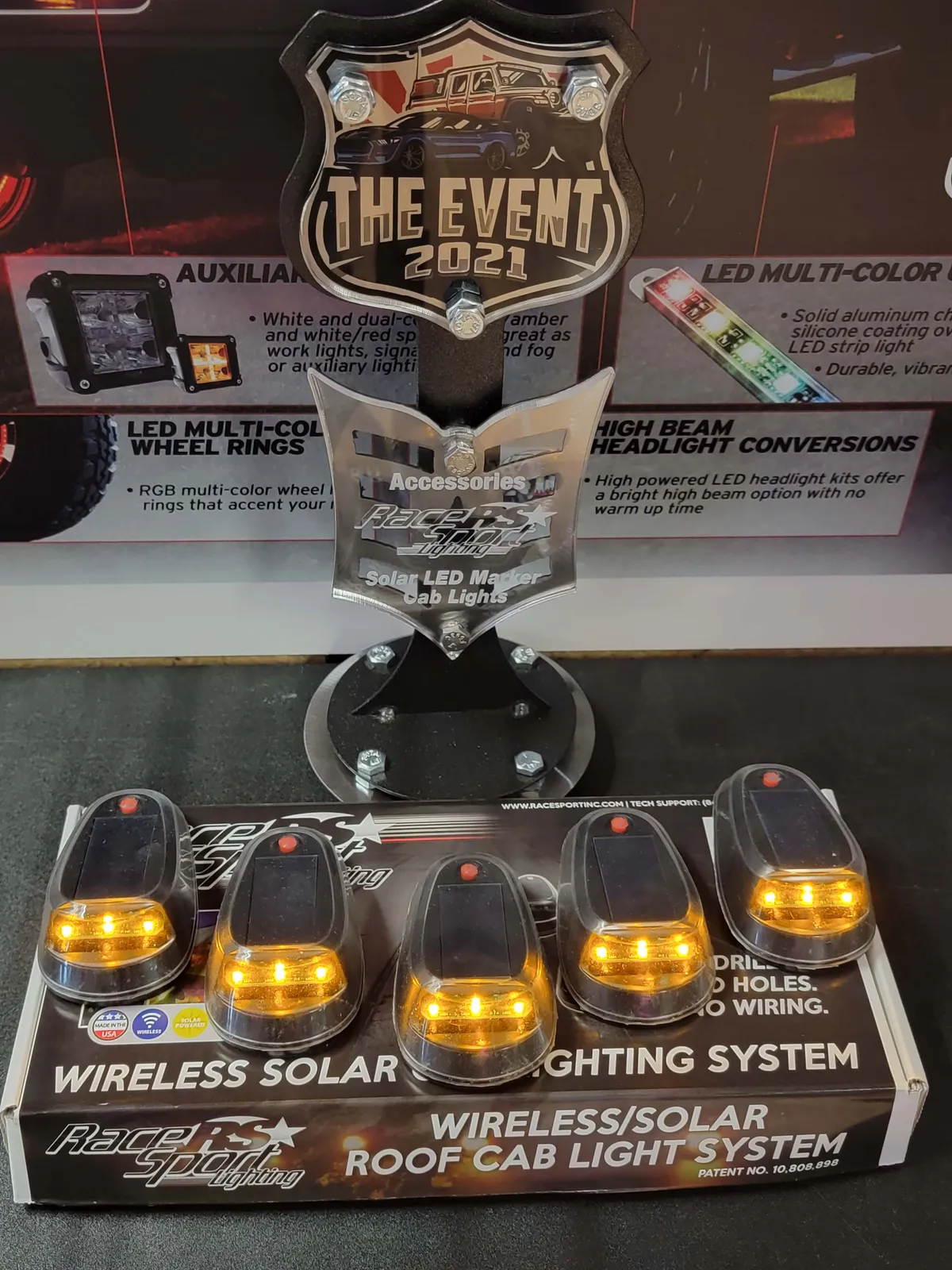 Jeep Cherokee Lopro Wireless Solar-Powered Truck Cab Amber LED Light 5-Piece Roof System - no Drilling, no Holes, no Wiring product image