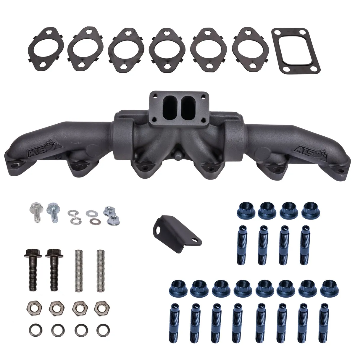 ATS Pulse Flow Exhaust Manifold Kit Fits 1994-2002 5.9L 12V 24V Cummins 3-Pc T4 With Optional Gaskets Premium Hardware product image