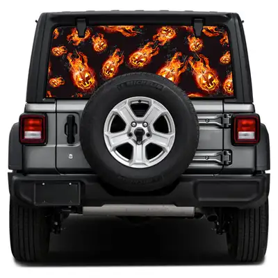 Under The Sun Inserts Flaming Pumpkins Rear Window Decal