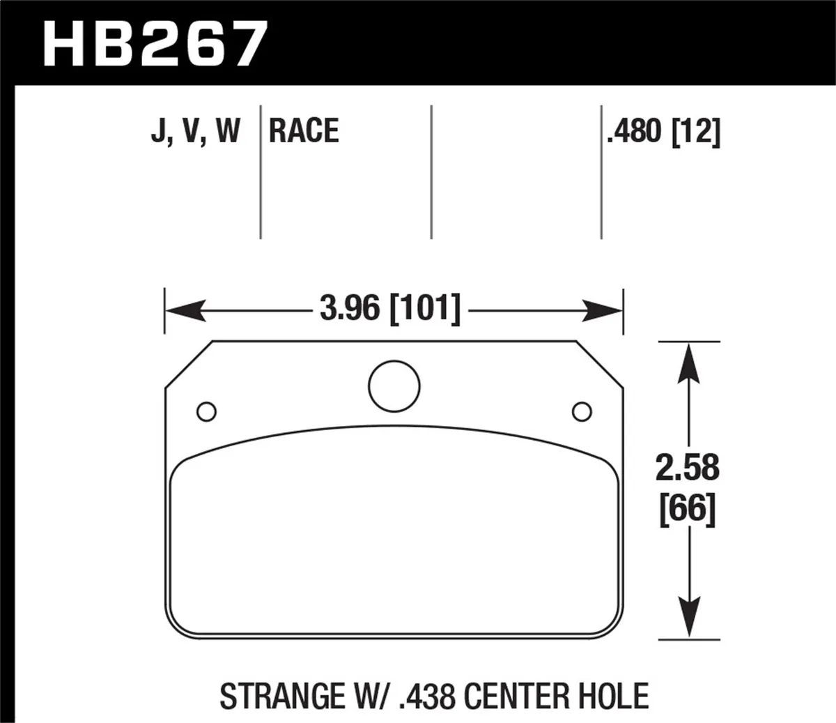 DR-97 Disc Brake Pad; 0.480 Thickness; Fits Strange w/0.438 in. Center Hole; product image