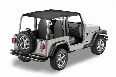 Bestop Jeep Bikini Top Header Safari Bikini Tops For Jeep 2003-2006 Wrangler TJ Black Diamond Fabric Bestop