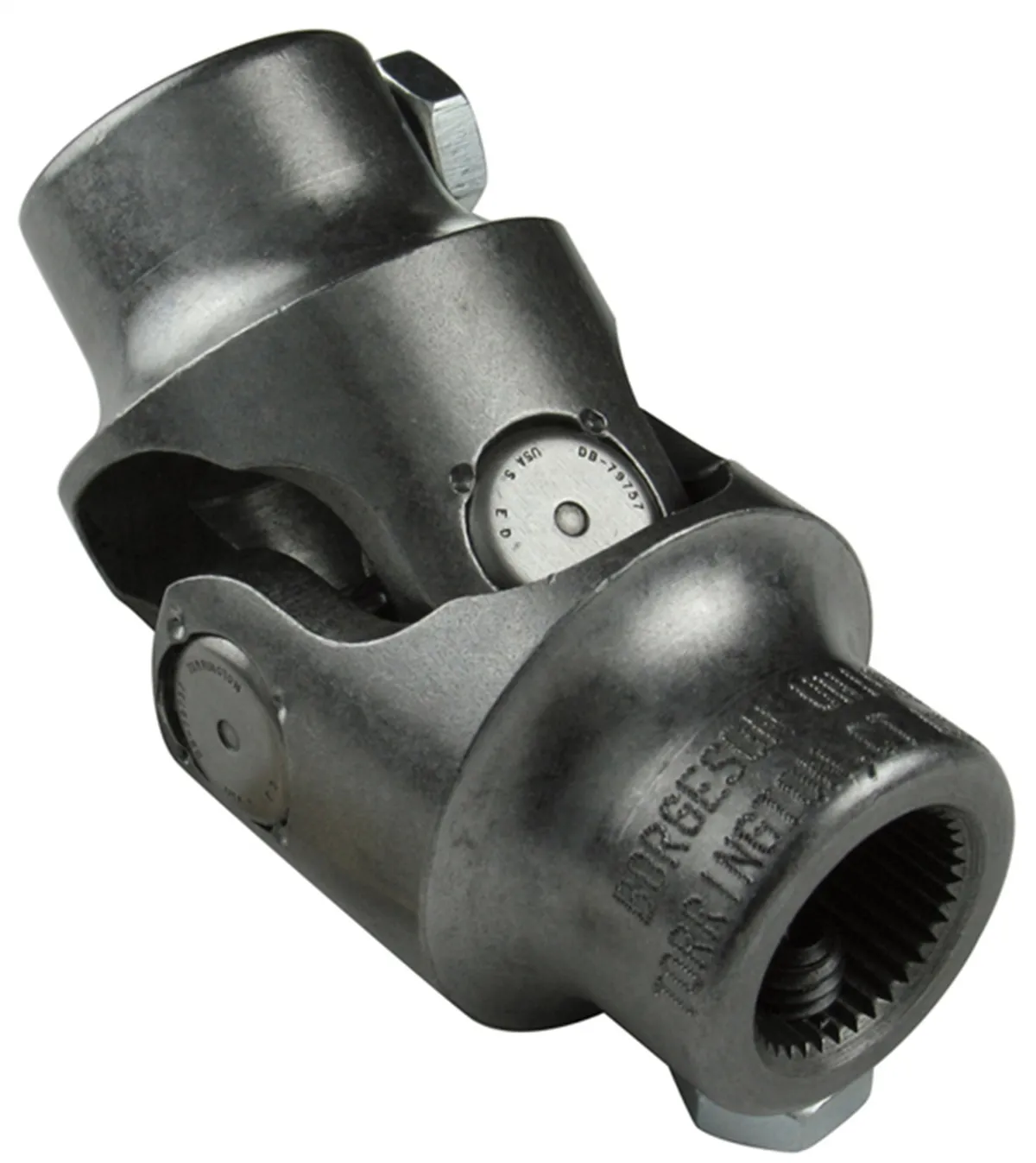 Borgeson - Steering U-Joint - P/N: 013452 - Steel single steering universal joint. Fits 3/4 in.-36 Spline X 1 in. Double-D. product image