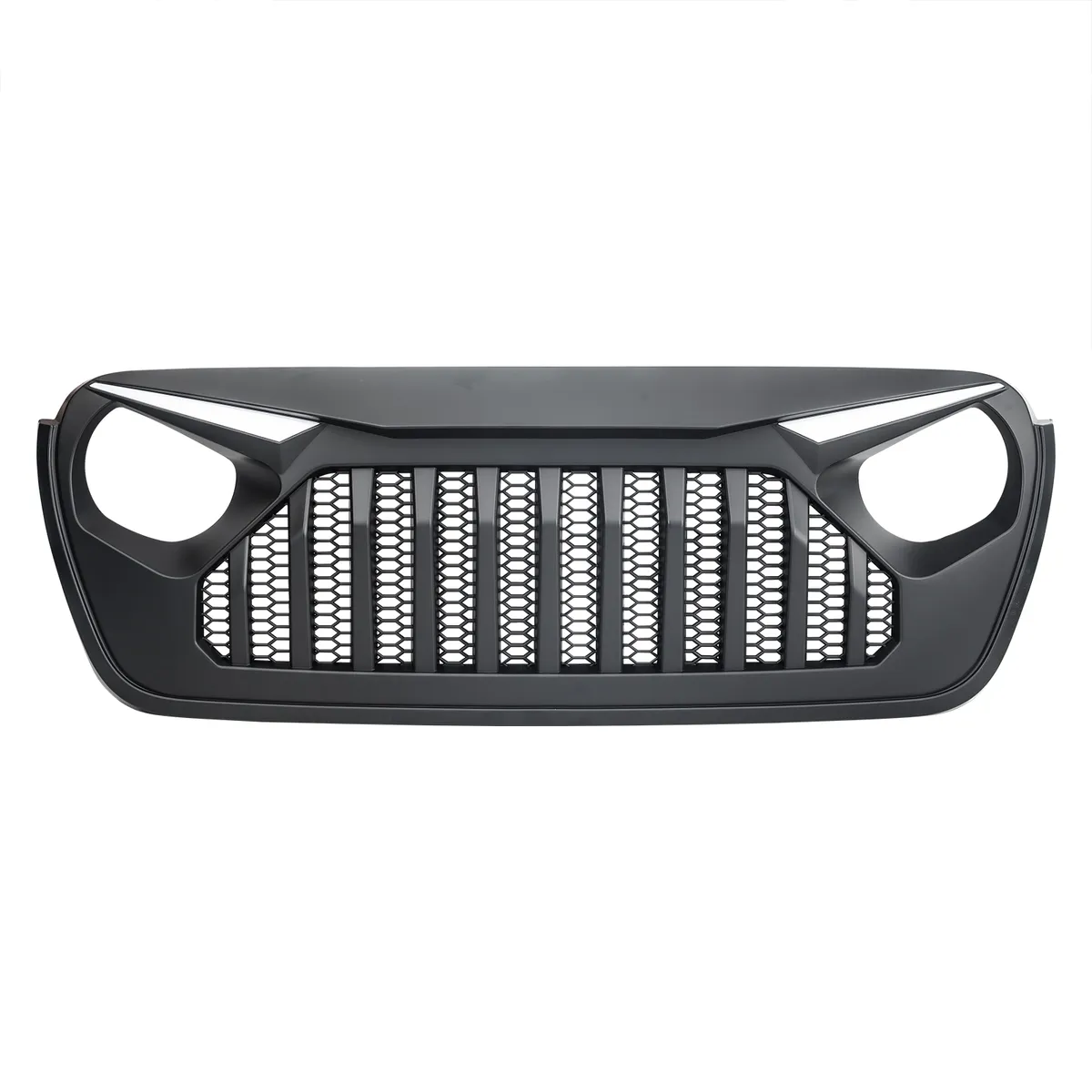 Gladiator Vader Grille W/ LED Eyebrow DRL and Turn Signals - Matte Black For 18+ Jeep Wrangler JL & Gladiator JT W/O Trailcam product image