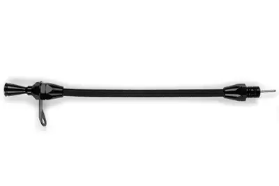 Lokar Hi-Tech Flexible Braided Transmission Dipstick; Transmount; Incl. Flexible Inner Dipstick/Funnel Adapter/Braided Black Stainless Outer Housing; Black Finish;