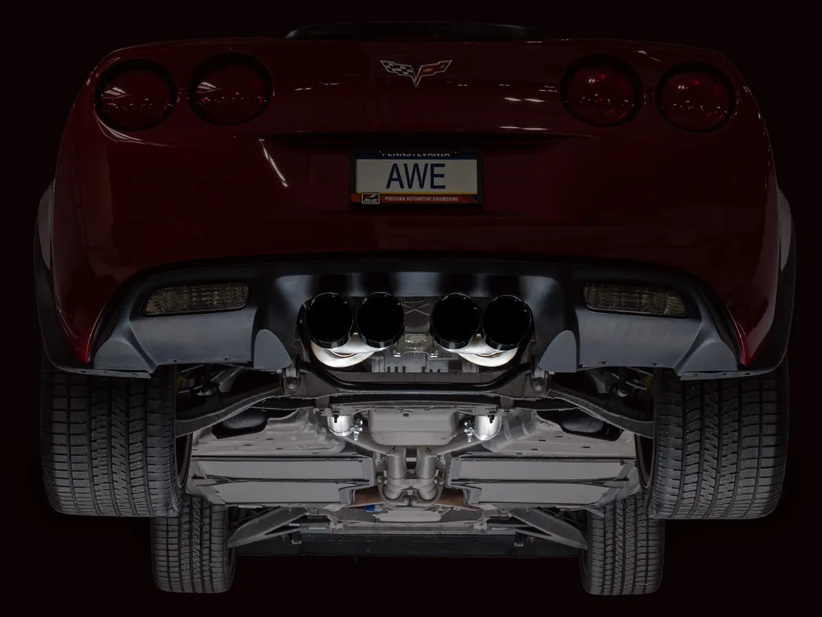 AWE Touring Edition Axleback Exhaust for C6 Chevrolet Corvette 6.0L (2005-2007) and 6.2L (2008) - Diamond Black Tips 3015-43660 product image