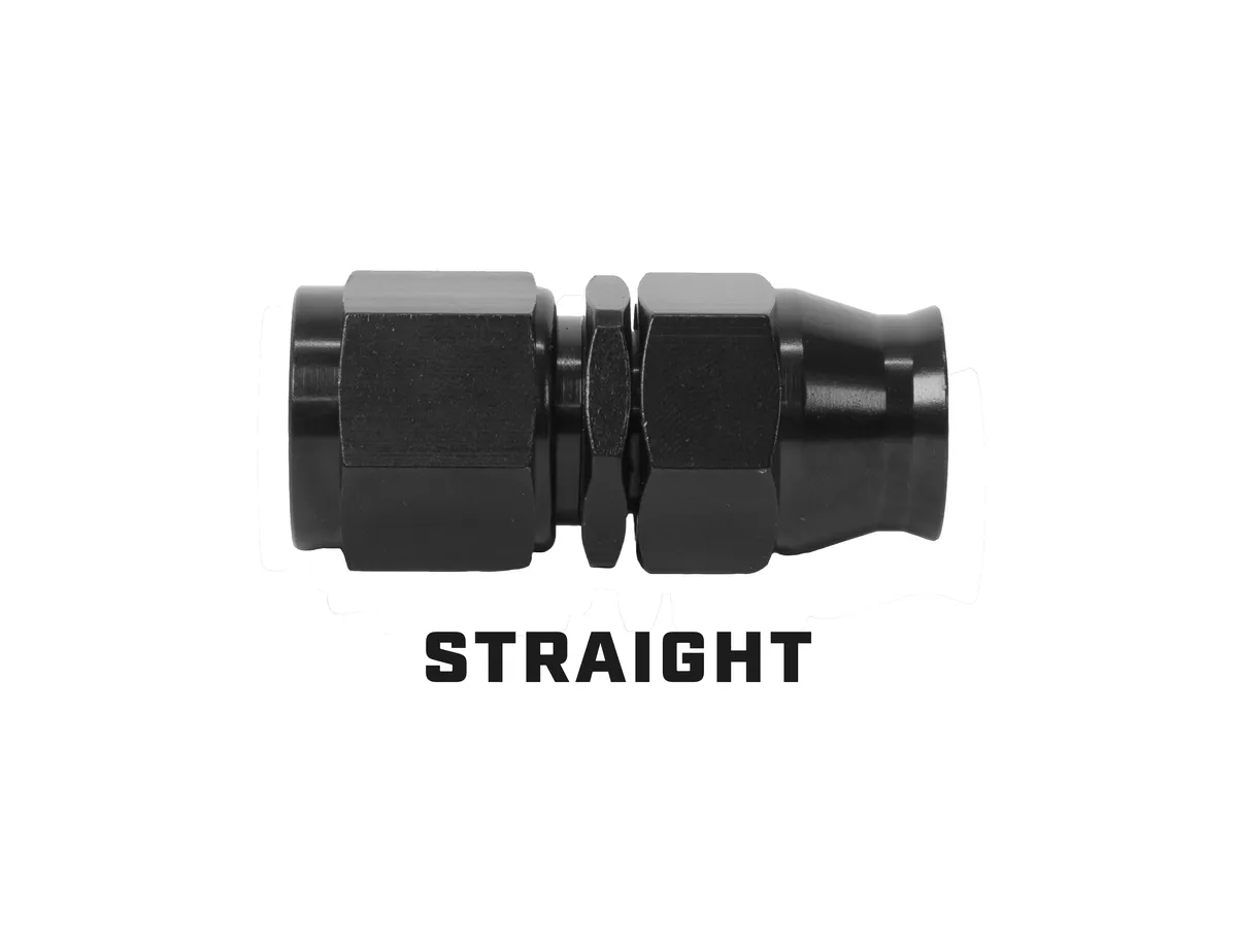 Aeromotive Hose End, PTFE, Black Anodized, Fitting Angle: Straight product image
