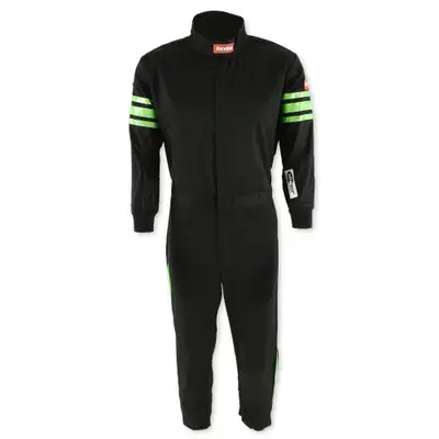 Racequip One Piece Single Layer Racing Driver Fire Suit Sfi 3.2a 1 Green Trim Youth Xxsm