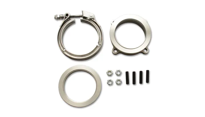 Vibrant Performance Turbo Flange Adapter; GT Series; 3 in. 4 Bolt To 3 in. V-Band Plus Female V-Band And V-Band Clamp;