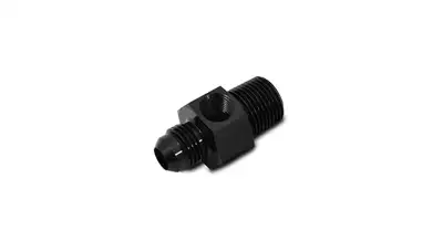 Vibrant Performance Male an to Male Npt Union Adapter Fitting; -8an; 0.25 In. Male Npt; 6061 Aluminum; Black Anodized; W/0.125 In. Npt Port; Flare;