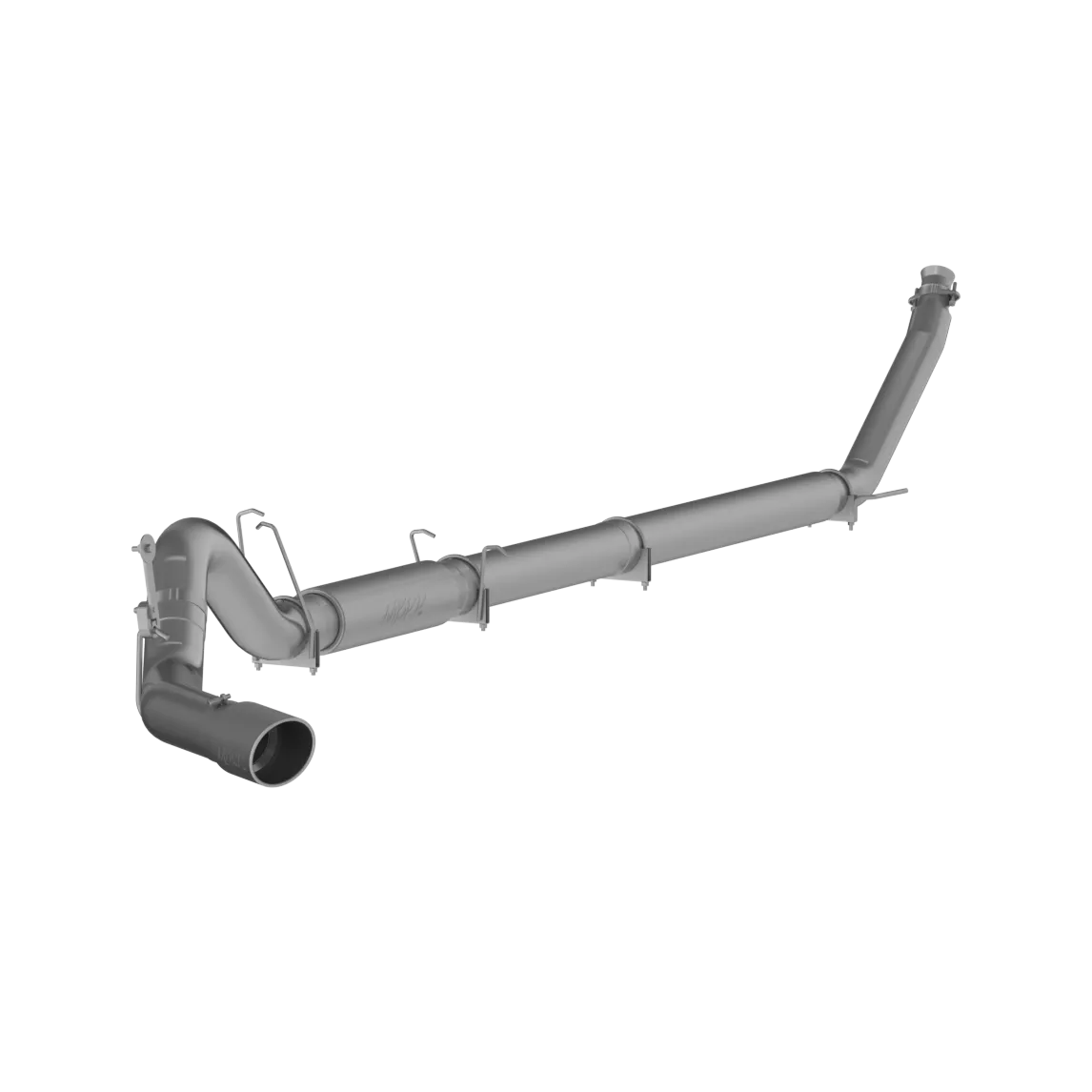 Armor Lite Turbo Back Exhaust System; 5 in.; Incl. 4 in. Front Pipe/Ext./Adapter Pipes/Muffler/Over Axle Pipe/Tailpipe/Hardware/6 in. OD Tip; Single Side Exit; Aluminized; product image