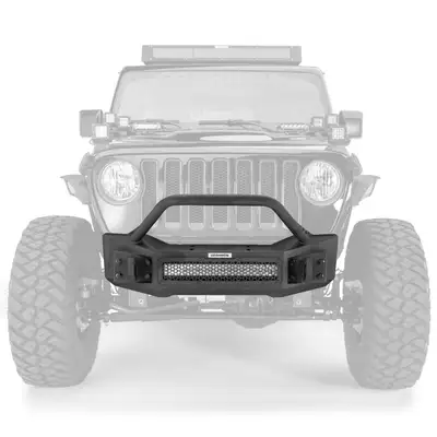 Go Rhino Go Rhino 331101T - Rockline Front Stubby Bumper W/ Overrider - Textured Black