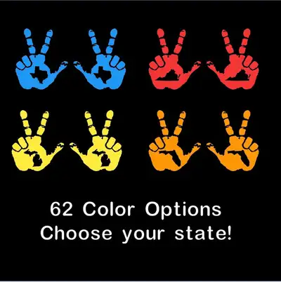 Hect Creations Set of 2 Peace Decals w/ state cut out for Jeep side mirrors - Hand Wave Mirror Decal (Free mystery decal included)