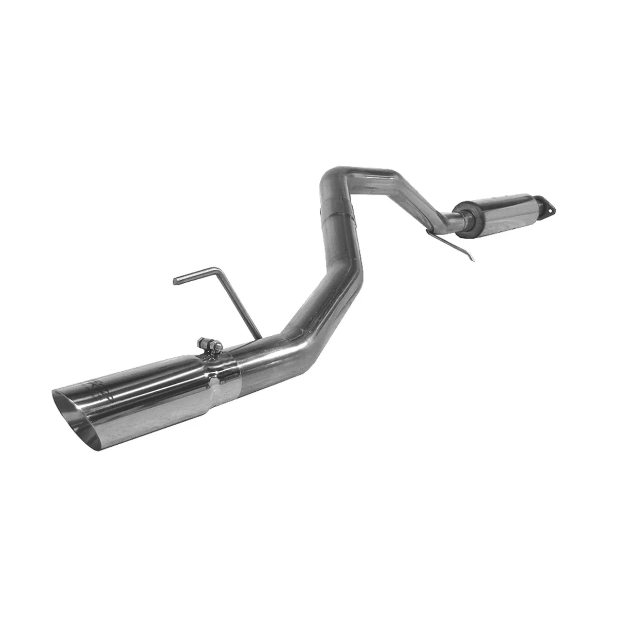 Armor Plus Cat Back Exhaust System; 3 in.; Incl. Ext. Pipe w/Flange/Muffler/Over Axle Pipe/Tailpipe/Hardware/4 in. OD Tip; Single Side Exit; T409 Stainless Steel; product image