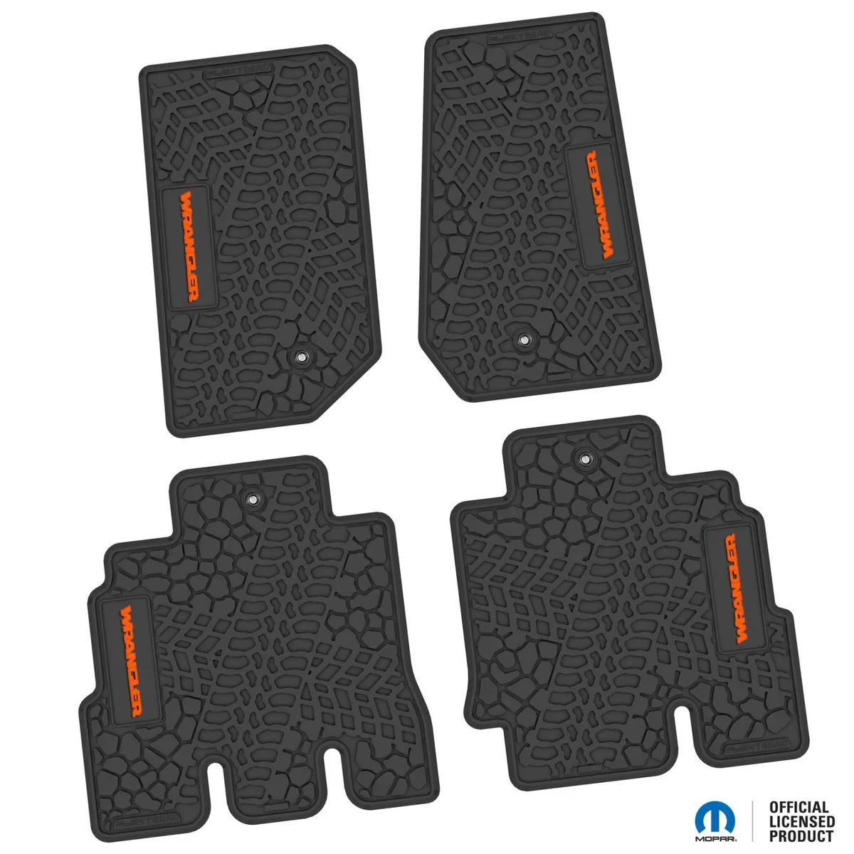 07-13 Jeep JKU 4 Dr Front and Rear -Tire Tread/Scorched Earth Scene w/ Wrangler Insert - Black w/ Red Insert product image