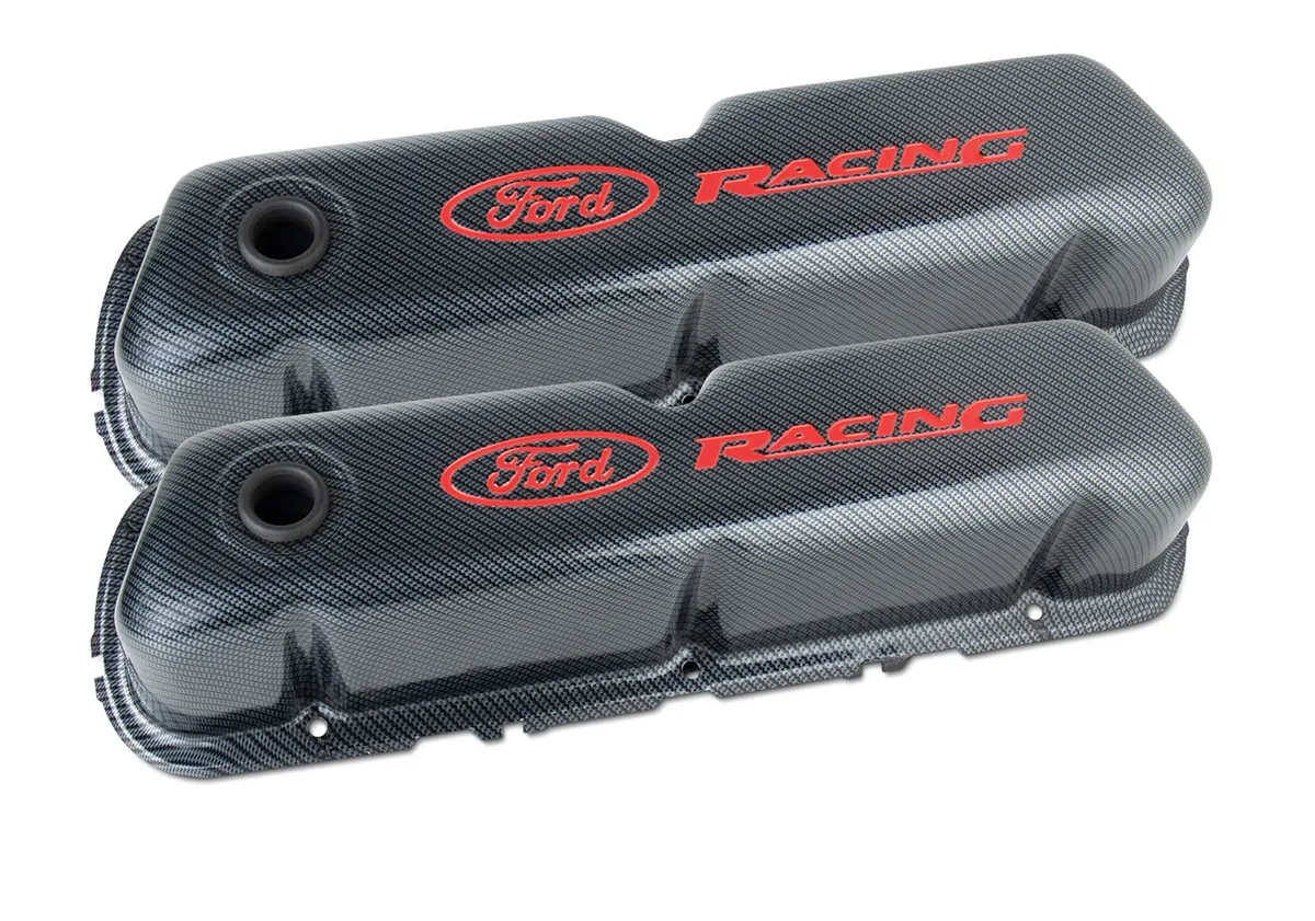 Engine Dress-Up Kit Carbon Finish w/ Red Ford Racing Logo Fits SB Ford Engines Stock Wrap Ford Racing product image