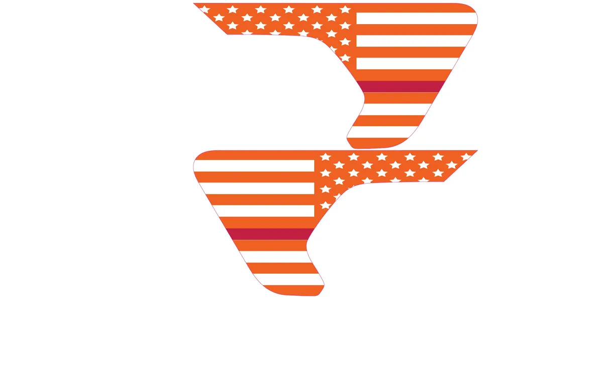 White and Orange Thin Red Line Flag 2pc Vinyl Fender Decal product image