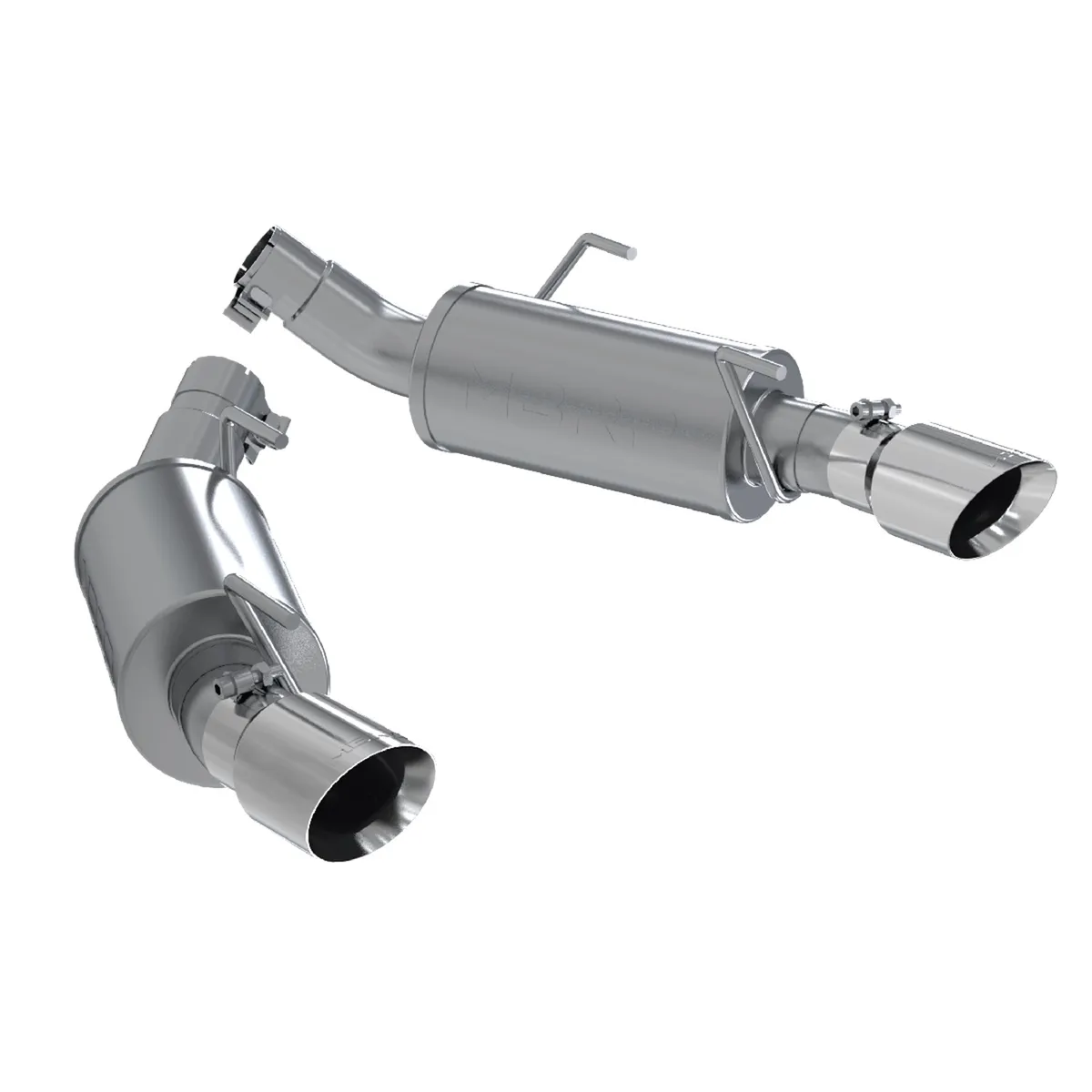 Armor Pro Axle Back Exhaust System; 2.5 in.; Incl. Dual Mufflers/Hardware/4 in. Outlet Diameter Tips; Dual Split Rear Exit; T304 Stainless Steel; product image