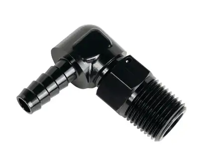 Derale Aluminum Swivel Fitting 90° 7/8-14 UNF x 3/8 Barb