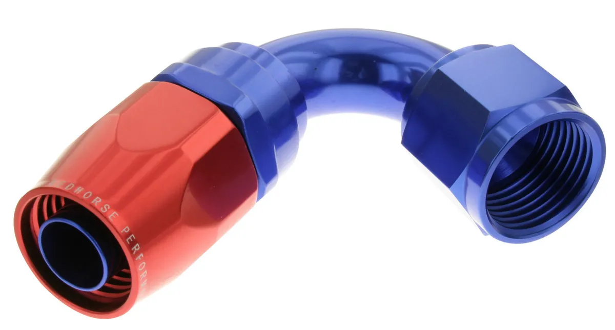 Redhorse Performance 10 120 Degree Female Aluminum Hose End Red&blue
