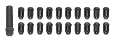 Gorilla Small Diam Spline Acorn Lug Nuts 3/4&13/16 Key 1/2-20 Black 20qty K5CS-00012BGR