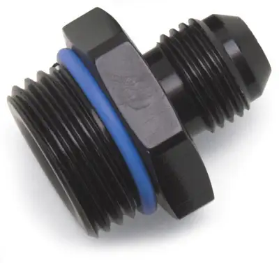 Edelbrock Adapter Fitting 8 an Male Flare to 6 SAE Male Port Black Anodize