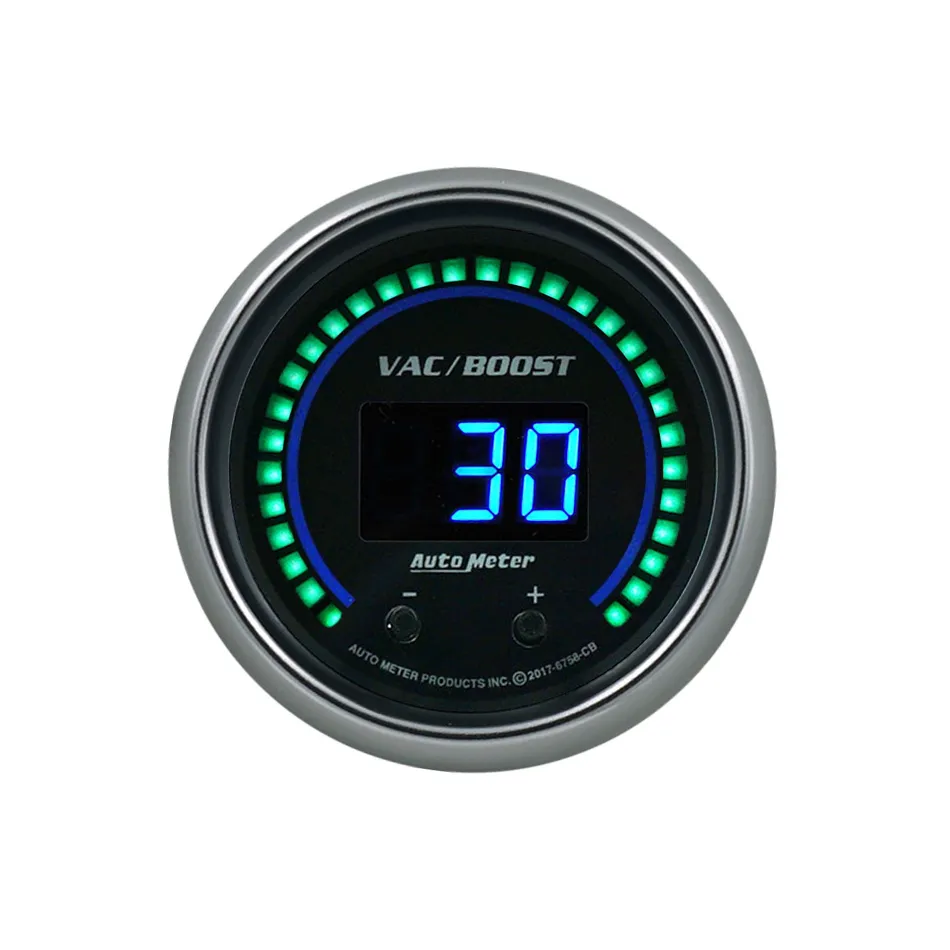 AutoMeter 2-1/16in. Two Channel Vac/Boost/Fluid Pressure; Selectable Scale Psi/Bar; Cobalt Elite Digital