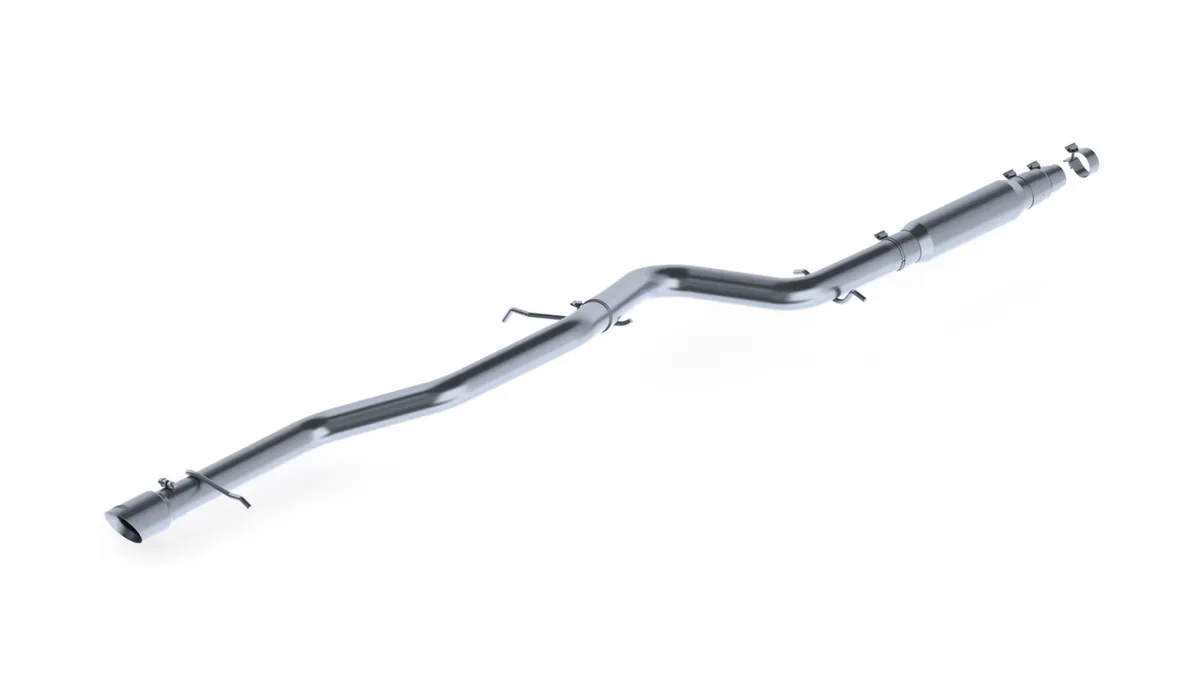 Armor Plus Cat Back Exhaust System; 3 in.; Incl. Adapter/Over Axle Pipe/Muffler/Tailpipe/Hardware/4 in. OD Tip; Single Rear Exit; 409 Stainless Steel; product image