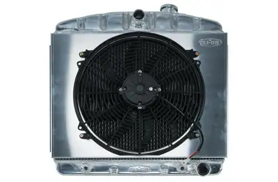 COLD-CASE Radiators 55-57 Tri-5 Chevy Aluminum Radiator And 16 Inch Fan Kit (V8 Mount) Cold Case Radiators