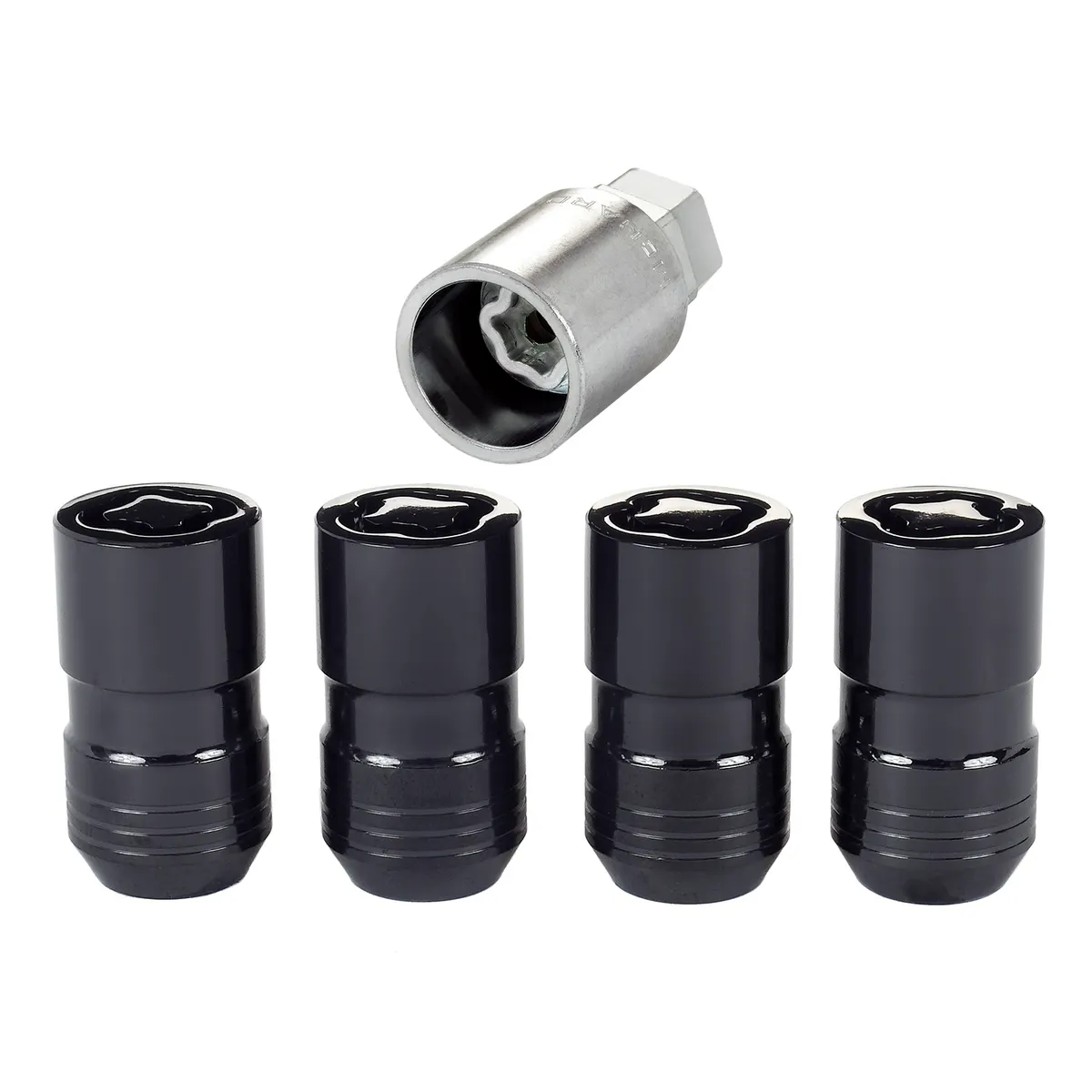 Wheel Lock Set M14x1.5 Nut Cone Seat Dual 21mm & 22mm Hex 1.639 in Oal Black product image
