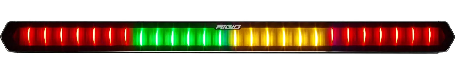 RIGID 28 inch Rear Facing LED Chase Bar with 27 Pre-Programmed Modes And 5 Colors, Black Housing, Race Compliant For Series Requiring Strobing Blue, Amber, Green And Red, Surface Mounts Included product image