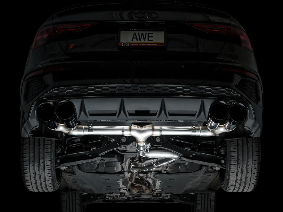 AWE Track Edition Exhaust for Audi 8Y S3 - Chrome Silver Tips product image