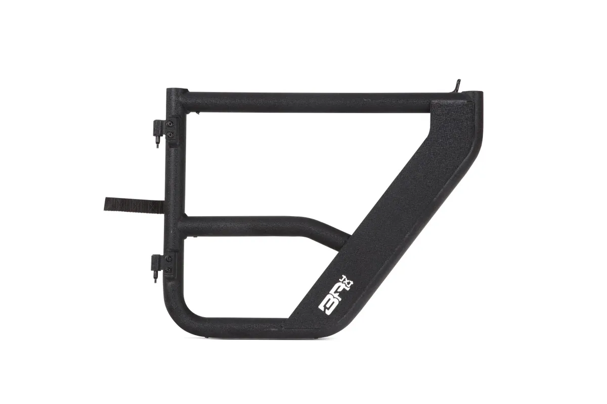 Tube Doors; 2 in. Steel Tube; Rear; Textured; Black; Metal; Pair; Internal Latch Mechanism; product image