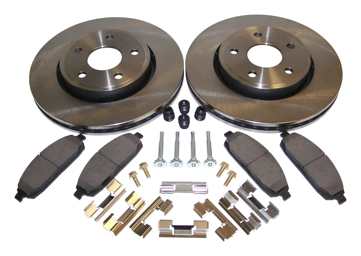 Disc Brake Service Kit; Front; Incl. 2 Drilled And Slotted Rotors/Pad Set/All Hardware; product image