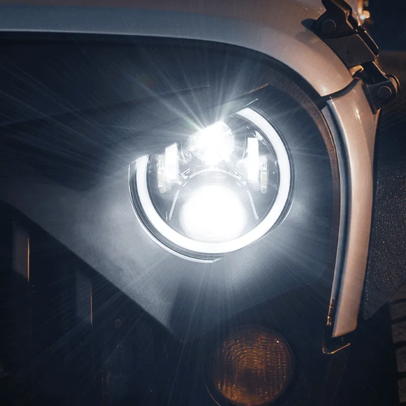 ã€Magic RGB Haloã€‘Jeep Wrangler JK LED Headlights & Fog Lights Kit w/ Amber Turn Signal (2007-2018) product image