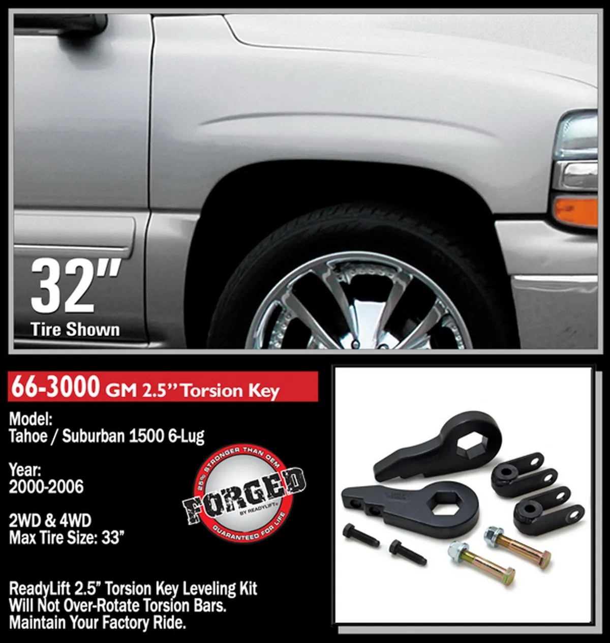2.5in Front Level Kit(Forged Torsion Key)0006 Chevy/Gmc 1500/Tahoe/Suburban/Yukon Xl/Esclade product image