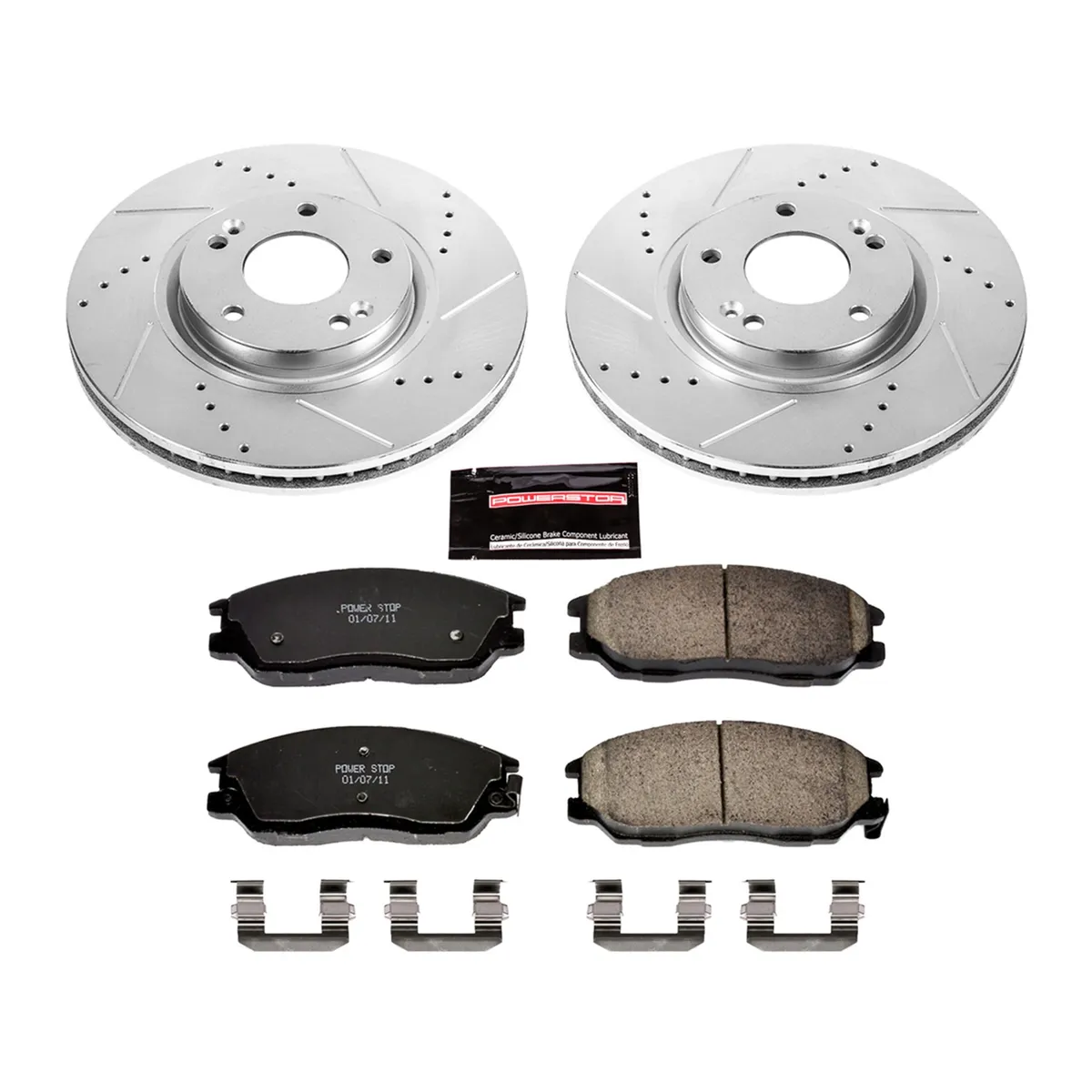 Z23 Evolution Sport Upgrade Kit: Drilled/Slotted Rotors; Carbon-Fiber Ceramic Pads W/Hardware product image