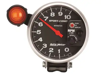 AutoMeter Gauge, Tachometer, 5", 10k RPM, Pedestal w/ ext. Shift-Lite, Sport-Comp