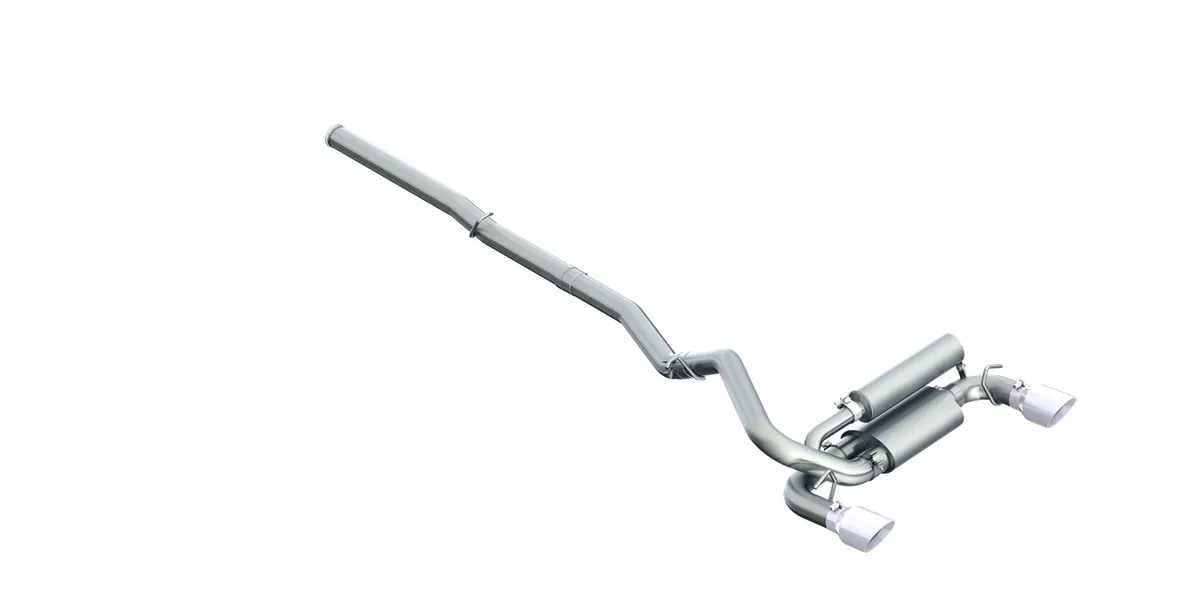 Armor Plus Cat Back Exhaust System; 3 in.; Incl. Front Pipe/Ext. Pipe/Over Axle Pipe/Muffler/Tailpipes/Hardware/Dual 4.5 in. OD Tips; Dual Rear Exit; T409 Stainless Steel; product image