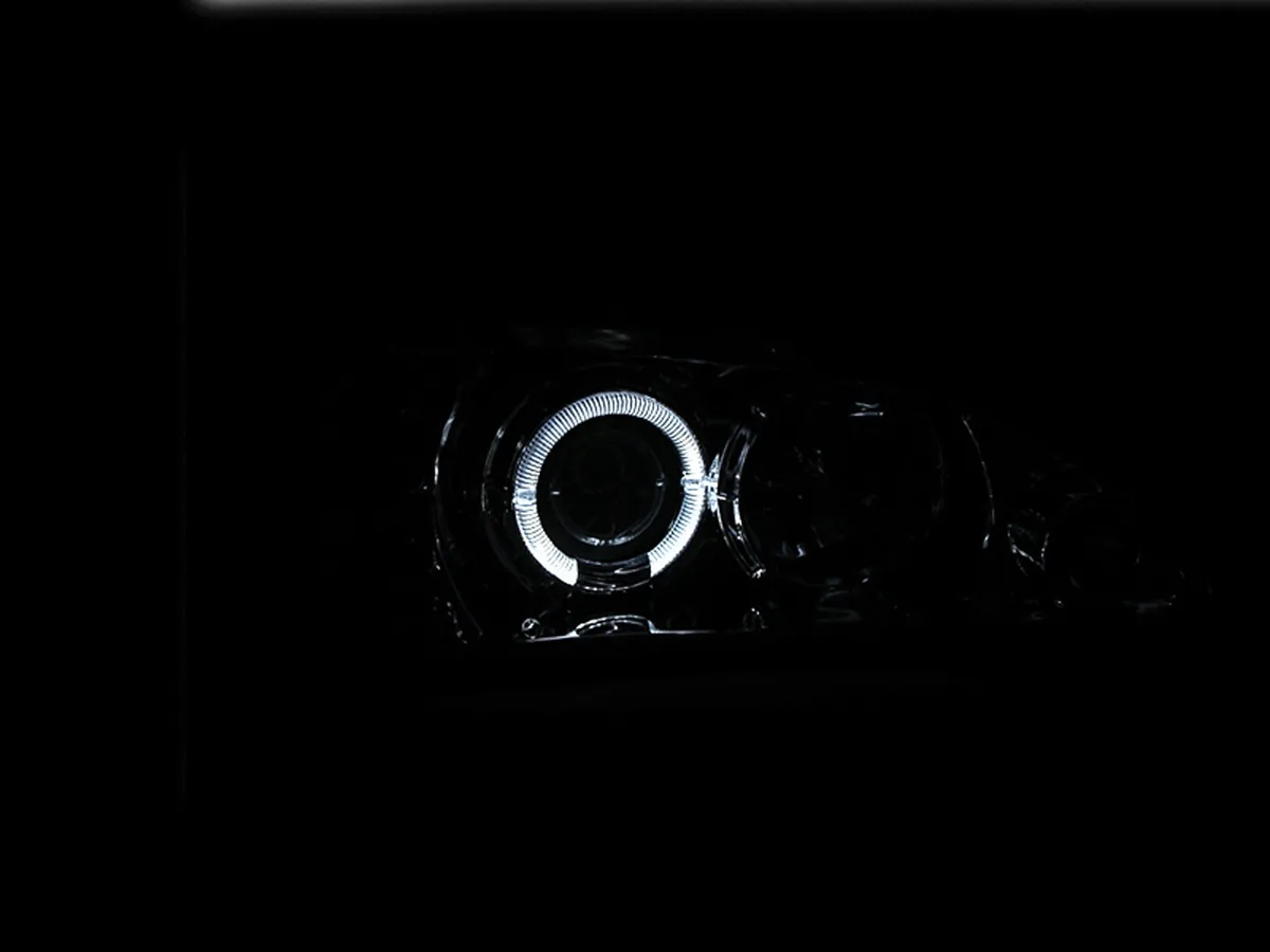 Projector Headlight Set w/Halo; Clear Lens; Black Housing; Pair; 1 pc.; product image