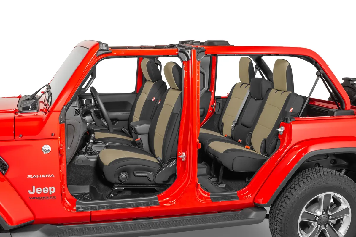 Jeep Wrangler Neoprene Seat Covers for 18-20 Jeep Wrangler JL Unlimited 4-Door w/Cloth Interior Tan Diver Down product image