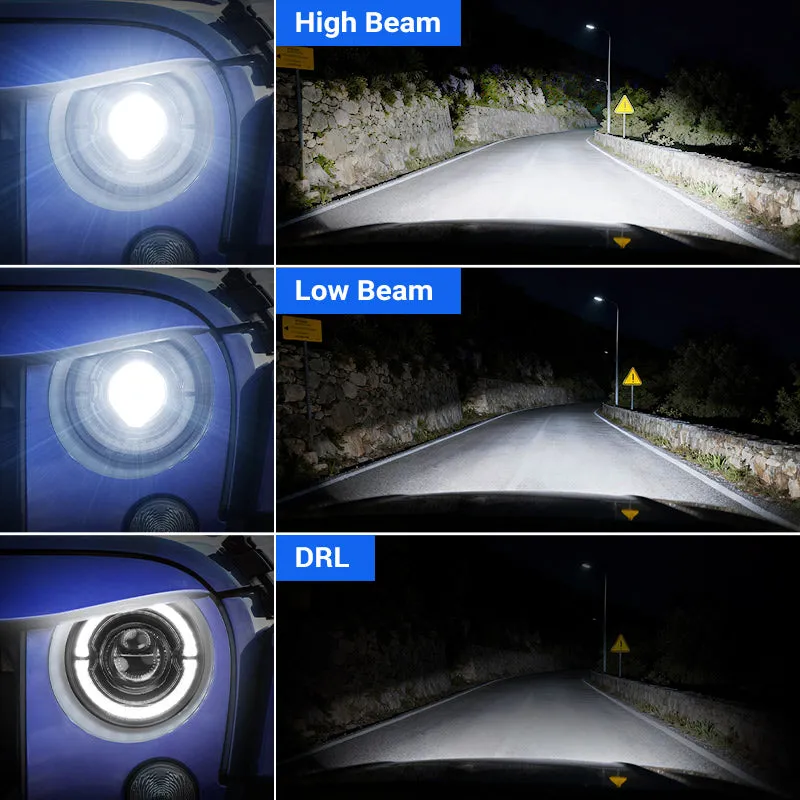 "dot Certified 7"" 80w LED Halo Headlights With DRL & Turn Signals For Jeep Wrangler JK Tj" product image